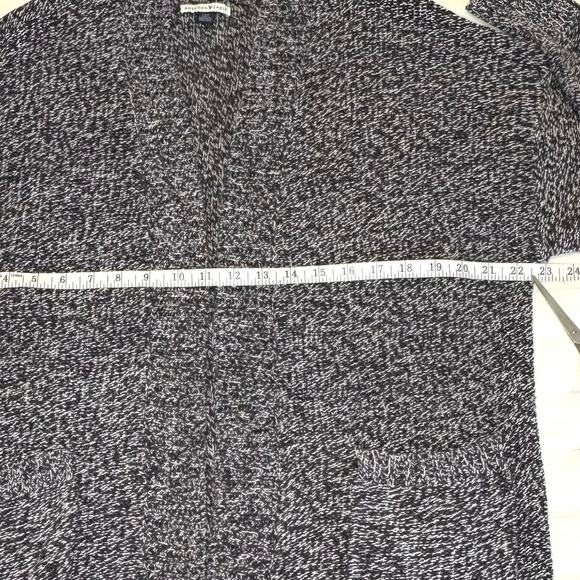 American Eagle Marled Knit Open Cardigan Women's L Black & White - Picture 11 of 13
